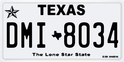 TX license plate DMI8034