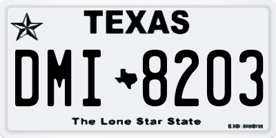TX license plate DMI8203
