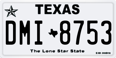 TX license plate DMI8753