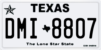 TX license plate DMI8807