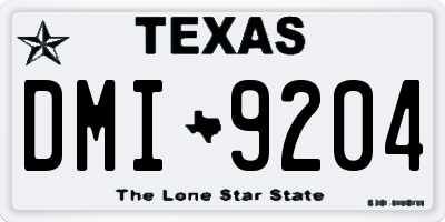 TX license plate DMI9204