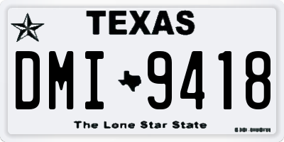 TX license plate DMI9418
