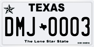 TX license plate DMJ0003