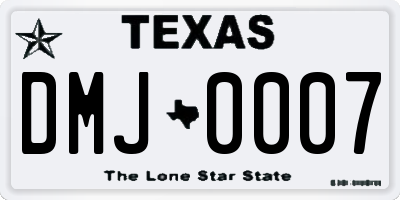 TX license plate DMJ0007