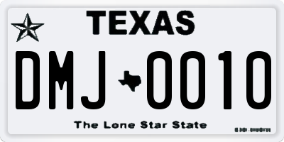 TX license plate DMJ0010