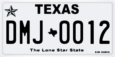TX license plate DMJ0012