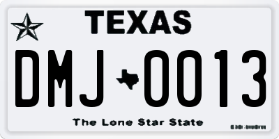TX license plate DMJ0013