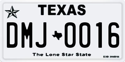 TX license plate DMJ0016