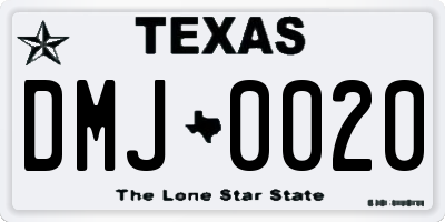 TX license plate DMJ0020