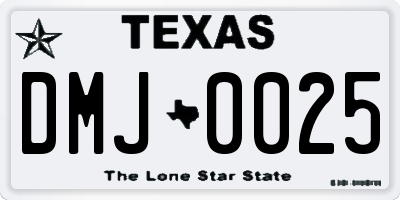 TX license plate DMJ0025