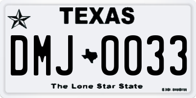 TX license plate DMJ0033