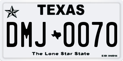 TX license plate DMJ0070