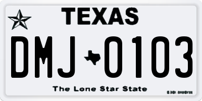 TX license plate DMJ0103