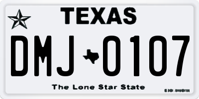 TX license plate DMJ0107