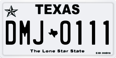 TX license plate DMJ0111