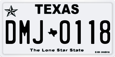 TX license plate DMJ0118