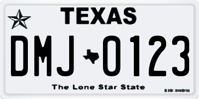 TX license plate DMJ0123