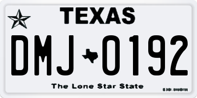 TX license plate DMJ0192
