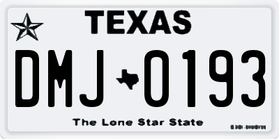 TX license plate DMJ0193