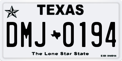 TX license plate DMJ0194