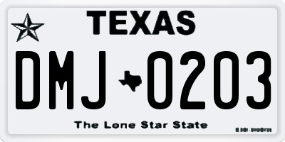 TX license plate DMJ0203