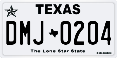 TX license plate DMJ0204