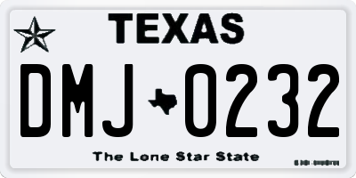 TX license plate DMJ0232