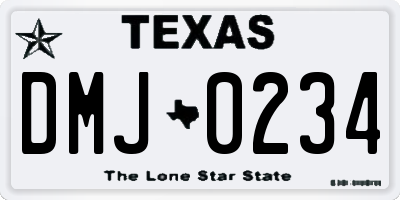 TX license plate DMJ0234