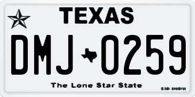TX license plate DMJ0259