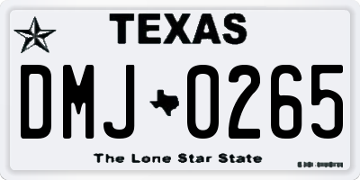 TX license plate DMJ0265