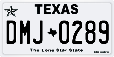 TX license plate DMJ0289