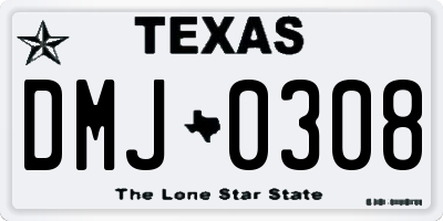 TX license plate DMJ0308