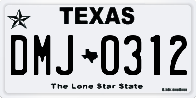 TX license plate DMJ0312