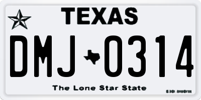 TX license plate DMJ0314