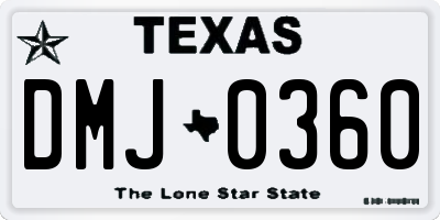 TX license plate DMJ0360