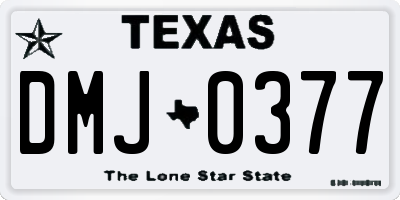TX license plate DMJ0377