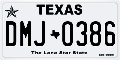TX license plate DMJ0386