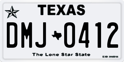 TX license plate DMJ0412