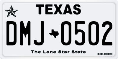 TX license plate DMJ0502