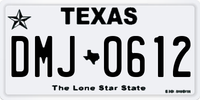 TX license plate DMJ0612