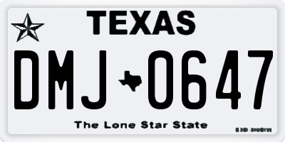 TX license plate DMJ0647
