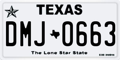 TX license plate DMJ0663