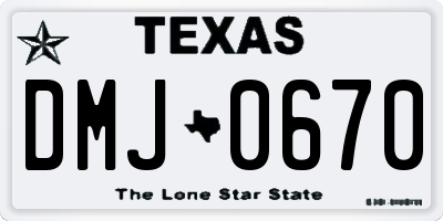 TX license plate DMJ0670