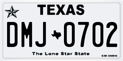 TX license plate DMJ0702