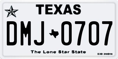 TX license plate DMJ0707