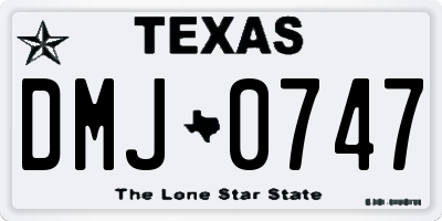 TX license plate DMJ0747