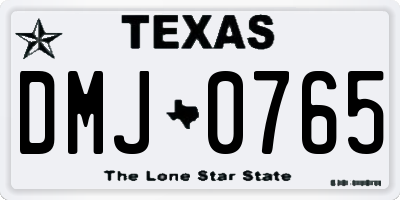 TX license plate DMJ0765