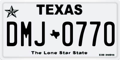 TX license plate DMJ0770