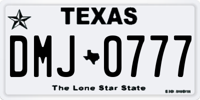 TX license plate DMJ0777