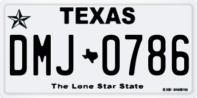 TX license plate DMJ0786